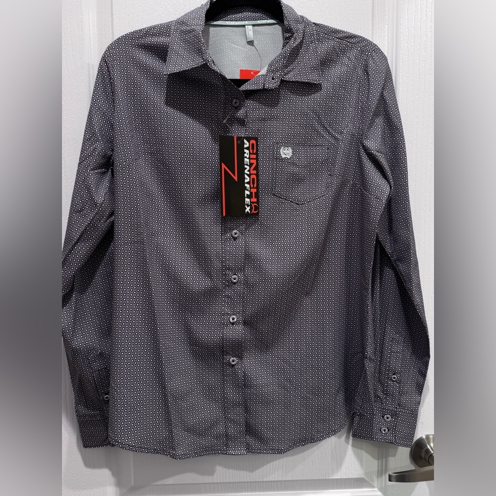 Cinch Women’s Purple Geometric Patterned Button Down Shirt Small NWT ArenaFlex